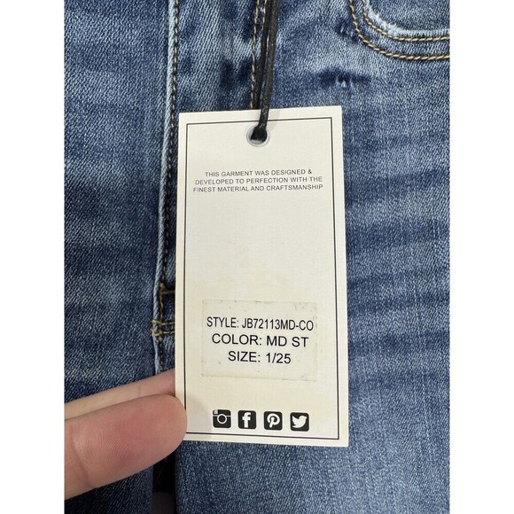 Judy Blue Skinny Fit Capri Women’s 1/25 Blue Denim Jeans Mid Rise Side Slit NEW - Picture 5 of 12